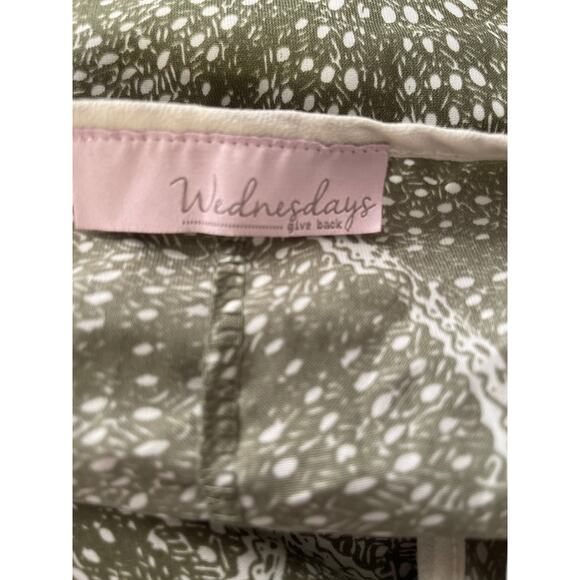 Wednesdays Give Back Boho Green Cream Tunic Mini Dress Womens Medium Bell Sleeve - Picture 3 of 6